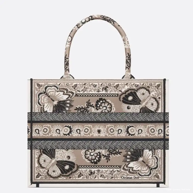 Cheap Butterfly Tote Dior Beige Book Motif Canvas Bandana 0416 Luxury